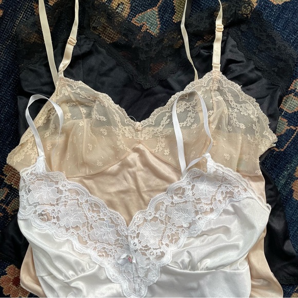 3 Vintage Lace Lingerie Cami Tank Tops - Picture 2 of 2